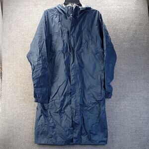 LL Bean Mens Large Blue Rain Jacket Hooded Packable Lightweight Windbreaker